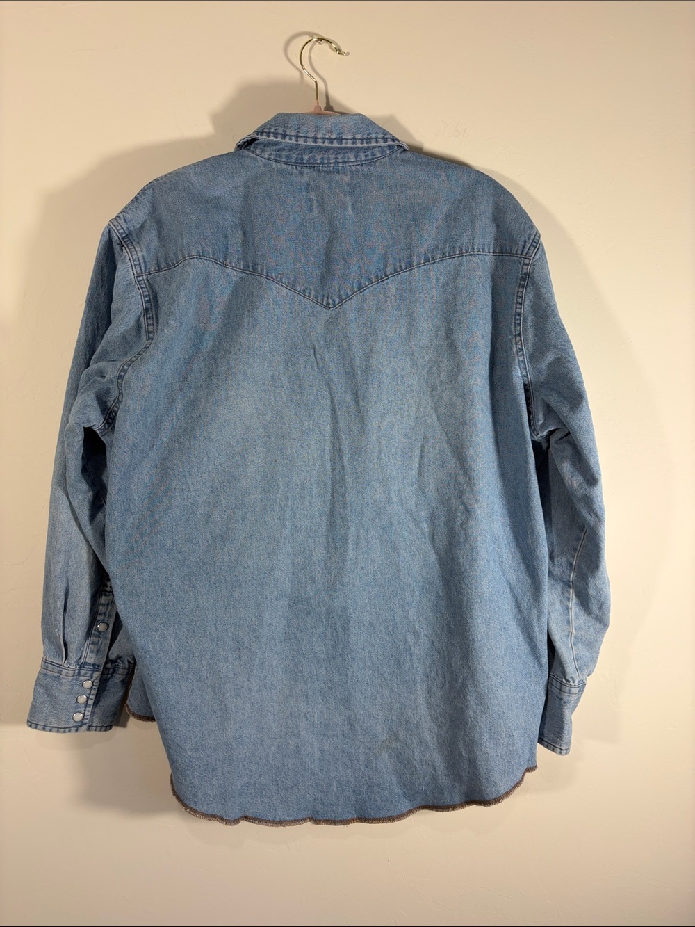 VTG Wrangler Light Blue Denim Pearl Snap Western Shirt XL - Picture 15 of 16